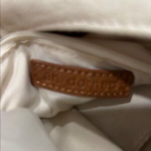 Cream and Brown Leather Accent Bag